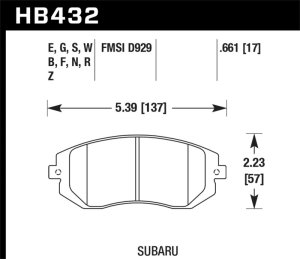 Subaru WRX Brake Pads - Front - Hawk Performance - DTC-60 - `03-`05